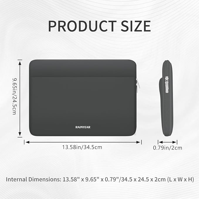 RAINYEAR Laptop Sleeve Case 13.3 Inch, Protective Portable Case with Front Pocket, Briefcase Handbag Laptop Bag Compatible with 13.3-14 Inch Laptop PC, 14 Inch MacBook Pro M5 M4 M3 M2 M1, Gray