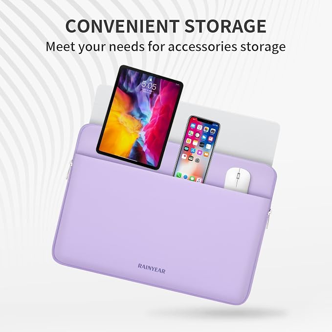 RAINYEAR Laptop Sleeve Case 13.3 Inch, Protective Portable Case with Front Pocket, Briefcase Handbag Laptop Bag Compatible with 13.3-14 Inch Laptop PC, 14 Inch MacBook Pro M5 M4 M3 M2 M1, Purple