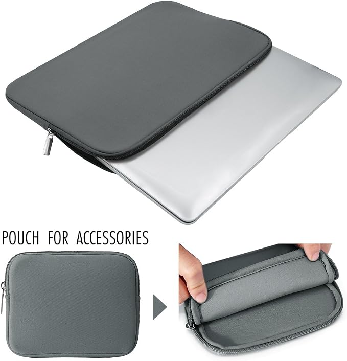 RAINYEAR 13 Inch Laptop Sleeve Case with Accessories Pouch, Compatible with 13.3" MacBook Air/Pro M1 M2 M3 M4 M5 A3449 A3240 A3113 A2681 A2338 (Gray)