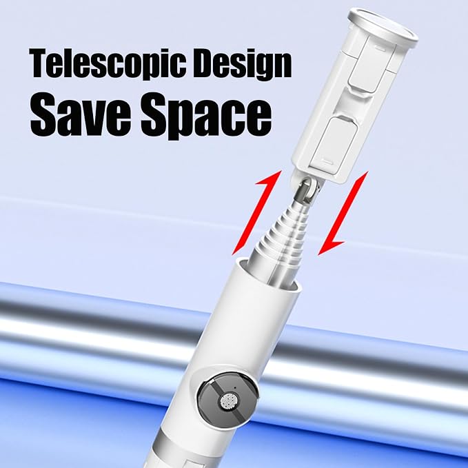 Selfie Stick Tripod Portable Extendable Cell Phone Stand with Detachable Mini Ring Light Phone Tripod Stand with Bluetooth Remote for iPhone Android for Vlogging/Travel/Live Streaming (White)