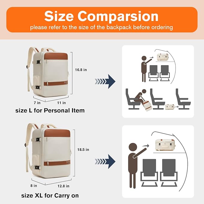Practical Laptop Backpack, Next-Gen Bag for School Work Leisure & Travel, Luggage-Style Fashional Pack (Beige, 35L)