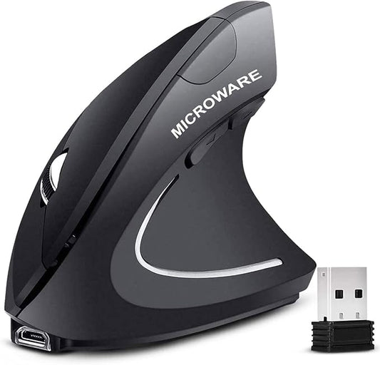 Wireless Ergonomic Mouse, Jelly Comb Rechargeable 2.4G Bluetooth Vertical Mouse Switch to 3 Devices Optical Mice with 6 Buttons 3 Adjustable DPI Levels for Laptop, PC, MacBook, Notebook