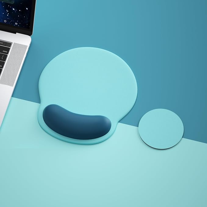 Ergonomic Mouse Pad with Wrist Rest,Mousepad with Wrist Support - Cute Gel Portable Mouse Pads for Desk Laptop,Computer,Office & Home Decor-(Teal)