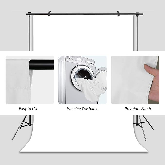 White Backdrop Background for Photography Photo Booth Backdrop for Photoshoot Background Screen Video Recording Parties Curtain 5x7FT