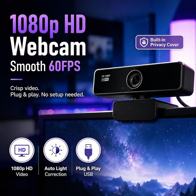 Live Video Streaming Kit (Deluxe)-for Video Call, Gaming, Podcast, YouTube, Content Creation- Includes 2k 60 FPS Webcam, Professional Cardioid Microphone, and LED Flat Light for Android/MAC/Windows