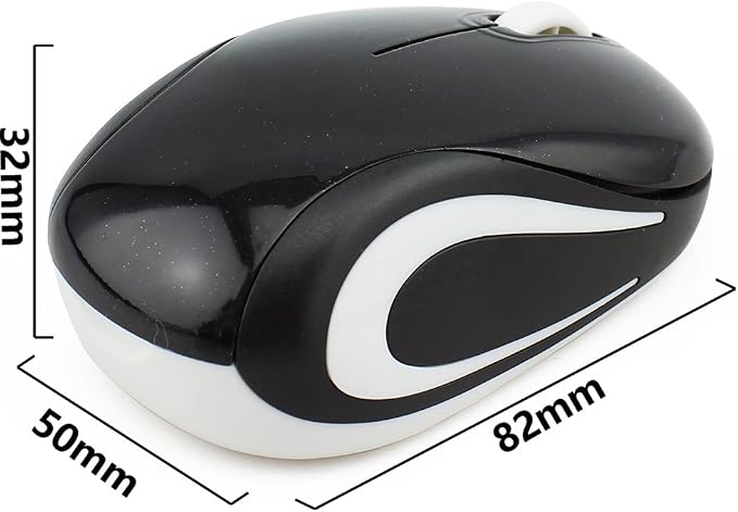 elec Space Mini Small Wireless Mouse for Kids Children 3-7 Years Old Child Size Optical Portable Mini Cordless Mice with USB Receiver for Laptop Computer (Black)