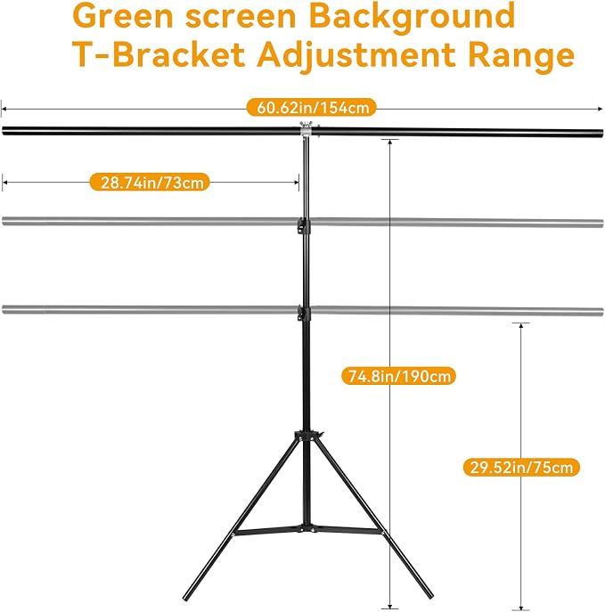 Green Screen Backdrop Kit 6.5x5 ft Portable Chroma Key Background with T-Shaped Stand, 5 Spring Clamps & Carrying Bag – for Zoom, YouTube, TikTok, Gaming, Streaming, Photography (Green)