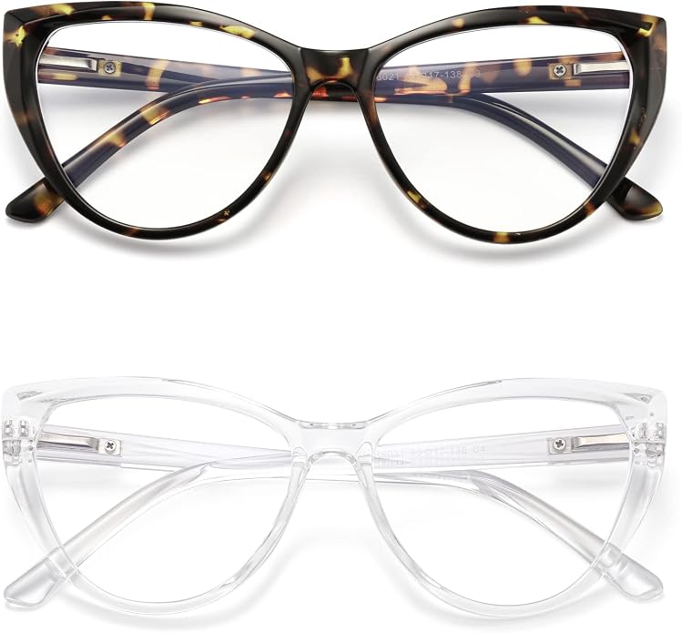 TEAPLMTT 2 Pack Cat Eye Blue Light Blocking Glasses for Women Trendy TR90 Frame Anti Blue Ray Eyesatrain Computer Eyeglasses