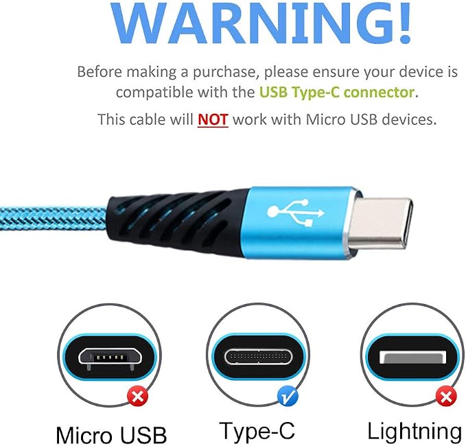 Bynccea USB C 10FT Type C Charger Cable 4-Pack Fast Charging Cord USB A to USB C Cell Phone Charger Nylon Braided Compatible with Samsung Galaxy S10 S9 S8 Note 10 9 Pixel LG V30