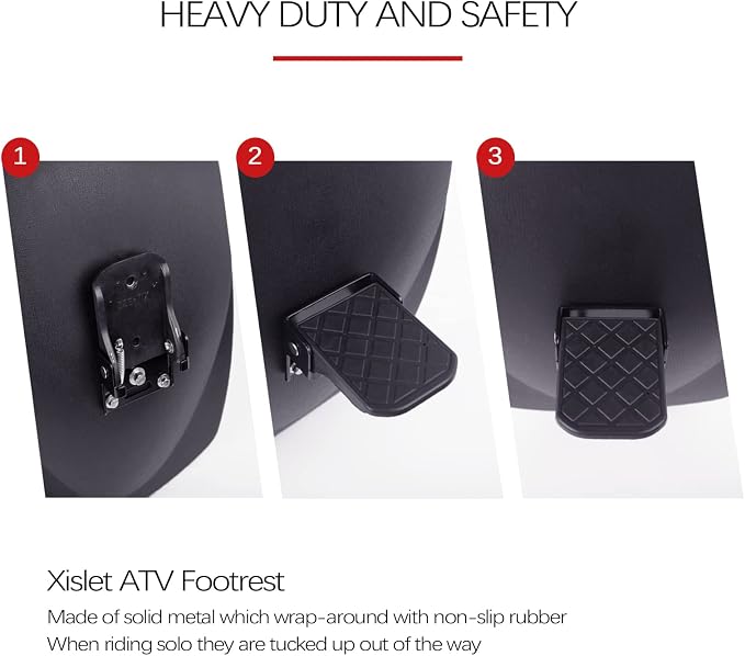 Xislet Pairs ATV Foot Rests for Four Wheeler Rear Passenger Foot Peg Universal Compatible with ATV Such as Polaris Sportsman Scrambler Made of Metal and Non-Slip Tread