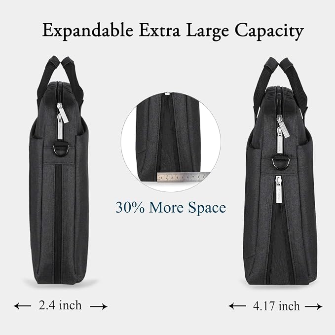Voova Laptop Bag Case 15 15.6 16 Inch, Computer Sleeve Messenger Bag with Shoulder Strap Expandable Waterproof Business Briefcase for Men Women to Work Travel School, Fit 14-16 Inch Laptop, Black