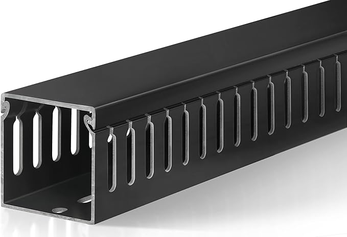ZhiYo 2x2in Cable Raceway, Server Rack Cable Management Under Desk Cord Organizer, Electrical Safe PVC Cable Hider Open Slot Wire Raceway for Network/PC/TVs, Wire Duct Black