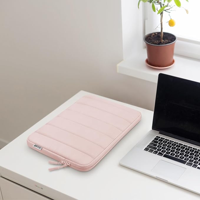 TECOOL Puffy Laptop Case 13.3 inch,13-13.3 inch Laptop Sleeve for MacBook Air 13 inch M5(2026) M4 M3 M2 M1,MacBook Neo 13 A18, Mac Pro 13/Mac Pro 14 M5 Waterproof Notebook Sleeve with Small Case,Pink