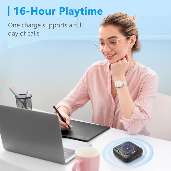 BOYA Blobby Pro Bluetooth Speakerphone, 360° Voice Pickup, Noise Reduction, 16H Call Time, USB Conference Microphone for Home Office Zoom Teams, Portable Speaker Daisy Chain for Large Meetings
