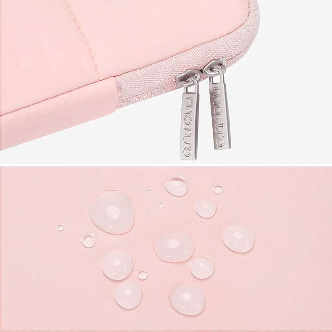 MOSISO Laptop Case 16 inch, 15-15.6 inch Puffy Laptop Sleeve Compatible with MacBook Pro 16 M4 M3 M2 M1,HP Acer Dell Lenovo ASUS Notebook, Rectangle Quilted Puffer Computer Bag for Women, Pink