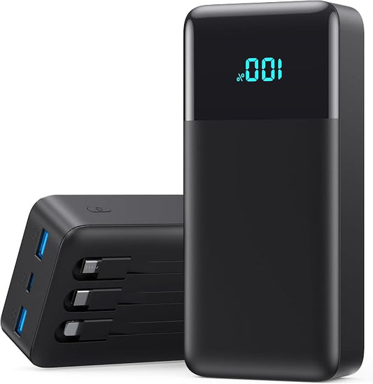 Portable Charger 50800mAh Power Bank with 3 Built-in Cable,25W PD USB C Power Bank Fast Phone Charging,QC4.0 Travel Outdoor Essential Portable Phone Battery Pack for iPhone 17/16/15/14,Galaxy Android