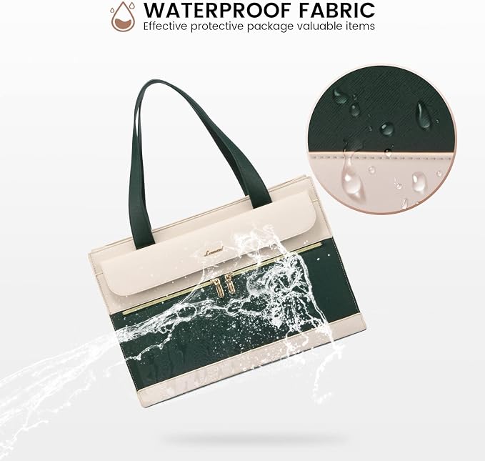 LOVEVOOK Laptop Tote for Women - 15.6 Inch Professional Leather Computer Briefcase with Waterproof Handbag Shoulder Bag Large Capacity Business Teacher Office Crossbody Purse