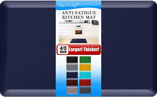 4/5 Inch Thick Kitchen Mat - Cushioned Anti Fatigue Mats for Kitchen Floor - Easy to Clean, Waterproof, Non-Slip Kitchen Rug for Sink, Office, Kitchen (22''x36'' Blue)