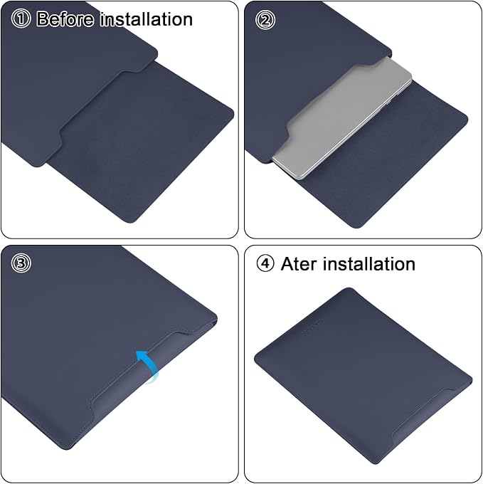 HoYiXi 13.3'' /13.6'' Laptop Sleeve Case PU Leather with Stand Compatible with MacBook Pro 14/MacBook Air 13(M1 M2)/ASUS Vivobook 14/Dell XPS 13/ASUS Matebook,13-14'' Laptop Bag,Blue