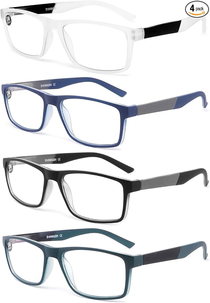 Blue Light Blocking Reading Glasses 4 Pack Computer Readers for Women Men,Anti Glare UV Ray Filter Eyeglasses… (4mix colors, 0.00)