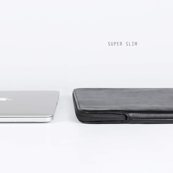 Comfyable Slim Protective Laptop Sleeve Compatible with 13/14 Inch MacBook Air & MacBook Pro M5/M4/M3/M2 Pro/Max 2026, Mac Travel Case, Laptop Pouch, Slim PU Leather Cover, Black