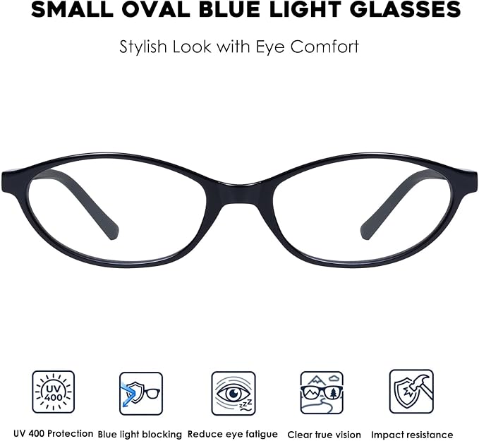 mosanana Blue Light Blocking Oval Glasses for Women Trendy Retro MO25101