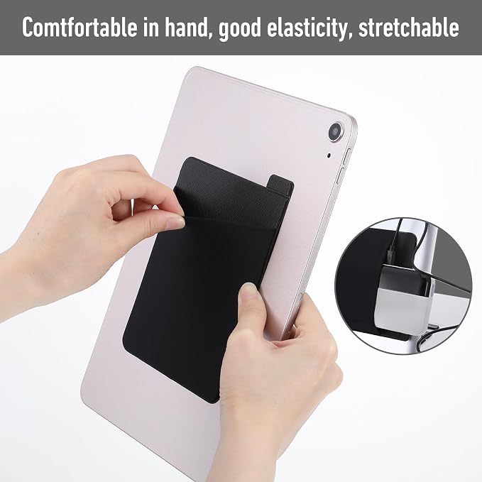 Portable External Hard Drive Carrying Case for Laptop, Adhesive Pouch Holder for Laptop Compatible with External 2.5" HDD, SSD, Magic Mouse, USB Cable and More, Black