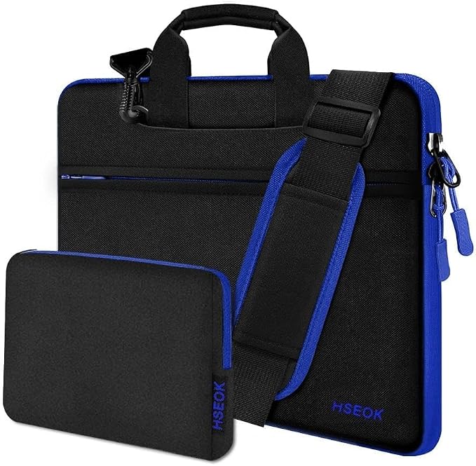 Hseok Laptop Shoulder Bag 15-15.6 inch Shockproof Water-Resistant HandBag with Small Case Compatible with MacBook Pro Neo 16" M5 M4 M3 M2 M1, Mac Pro Air 15", XPS 15/16, Most 15" 15.6" 16",BK-blue