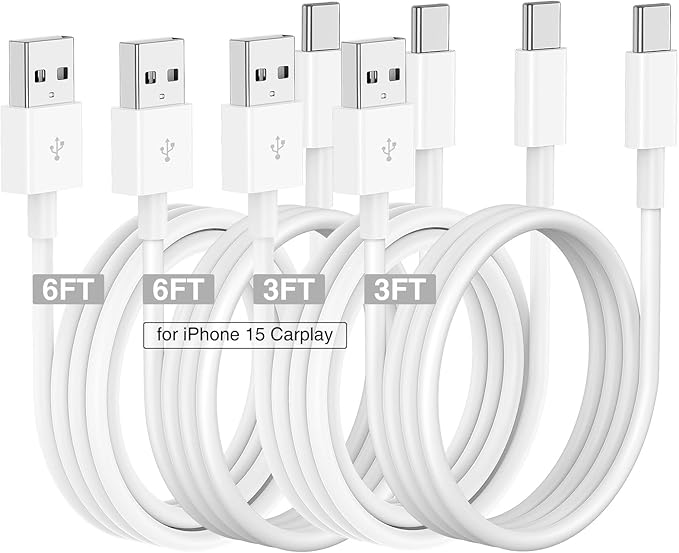 Car Carplay Cable for iPhone 17 16 15 Charger Cord,3/3/6/6FT USB A to USB C Cable for iPhone 17 Pro Max/16 Pro/15 Plus Charger,USB C Car Charger for Apple 17 Air/16 Pro Max/16e/15/iPad Pro