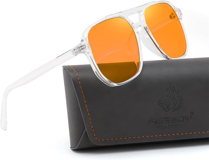 FEISEDY Amber Blue Light Glasses for Computer Gaming Orange/Yellow lens Anti Eyestrain Sleep Glasses G2835
