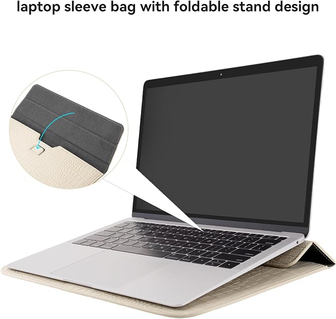 MOSISO Laptop Case 13 inch, 13 inch Laptop Sleeve Compatible with MacBook Neo 13 A18 Pro A3404 Air M4 M3 M2 M1 2026-2018 / Pro M2 M1 2026-2016, Crocodile Grain PU Leather Flap Case Bag, Beige