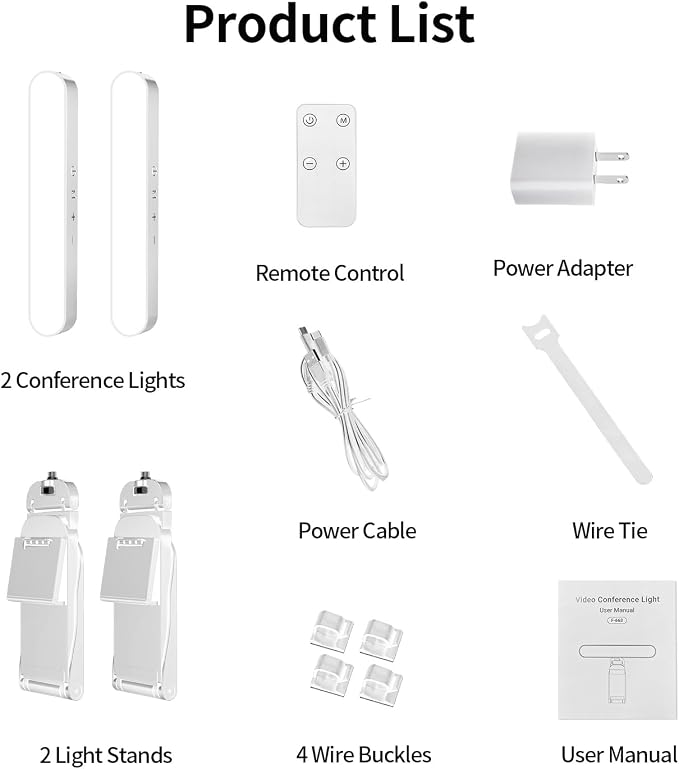 yAyusi Dual-lamp Video Conference Lighting, LED Streaming Light with Remote and Touch Control, Zoom Lighting for Computer,Webcam Laptop Monitor Ring Light for Video Calls/Zoom Meetings (White)