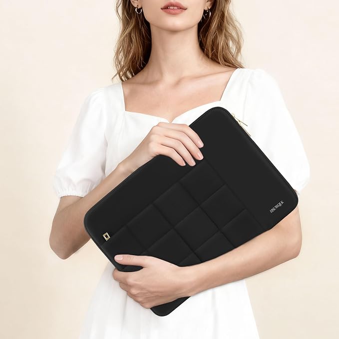 Laptop Case 13.3 inch,13-13.3 inch Puffy Laptop Sleeve Compatible with MacBook Neo/Air 13 13.6/Pro 13/Pro 14,HP Dell ASUS Acer Lenovo,Twelve Square Quilted Computer Bag with 2 Pockets,Black