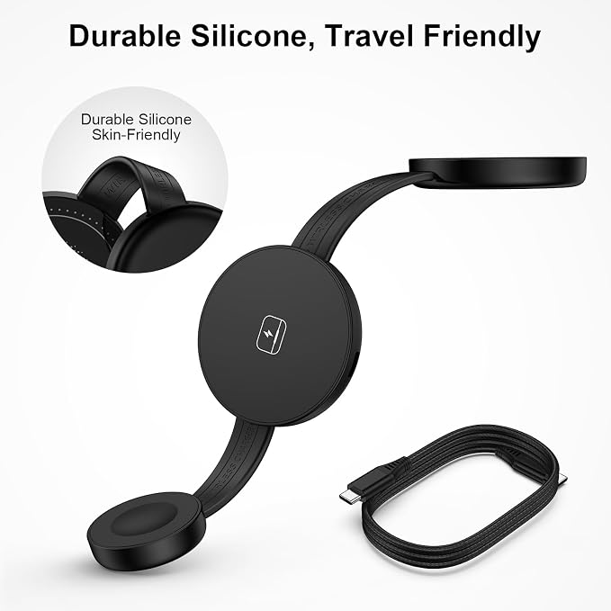 3 in 1 Wireless Charging Station for iPhone 17e, Foldable Portable Travel Magnetic Charging Pad for iPhone 17 16 16e 15 Pro Max Apple Watch AirPods Fast Wireless Charger Apple Device Charging Hub