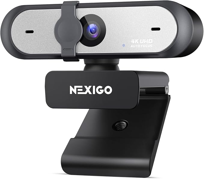 NexiGo N660P Pro 4K Webcam with Distortion-Free Lens, 1080p 60 fps Autofocus USB Streaming Camera, 3DNR, Noise-Canceling Mics & Privacy Cover, Web Cam for Gaming/Live Streaming/PC/Mac/Switch 2, Black