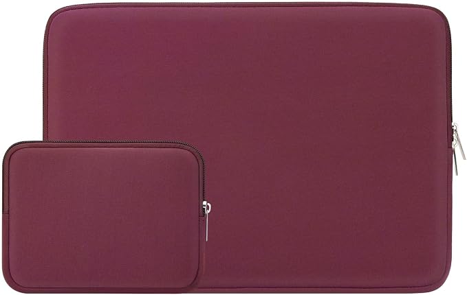 RAINYEAR Laptop Sleeve Case Compatible with 13.3 Inch Notebook Computer Tablet Chromebook 14" MacBook Pro/Max M1 M2 M3 M4 M5 Soft Carrying Bag Zipper Protective Cover with Accessories Pouch (Red)
