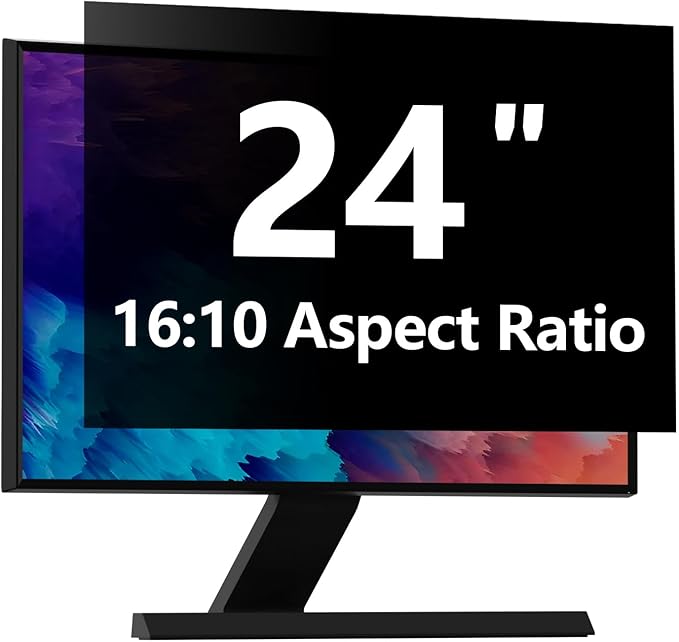Computer Privacy Screen Protector 24 Inch with Hp Dell Asus Samsung LG and More, Removable Security Shield Filter for 16:10 Aspect Ratio Monitor Like ViewSonic Sceptre