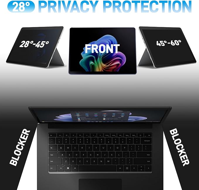 for Microsoft Surface Pro 4/5/6/7 12.3 inch Privacy Screen Protector Fully Removable Anti Spy Anti Glare Blue Light Filter Reusable Anti Peek Laptop Privacy Screen