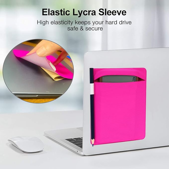 RIVEENY External Hard Drive Holder, Compact Elastic Pouch Organizer Pouch Wireless Storage for Wireless Mouse, Cables, Earphones