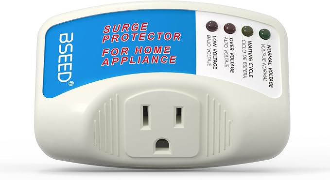 BSEED Surge Protector for Refrigerator, Single Outlet Surge Protector Plug in for Home Appliance Multi Function Plug with Protection Wall Mount Power Suppressor for TV/PC/PS5, 15A, 125V, 1875W, 1 Pack