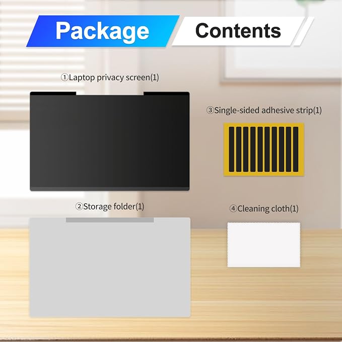 Magnetic Laptop Privacy Screen 13.3 Inch 16:9 Display, Removable Computer Screen Privacy Shield, Anti-Glare Blue Light Protector Compatible with Dell Hp Lenovo Acer Asus Samsung
