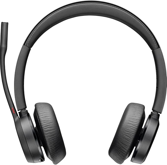 Poly - Voyager 4320 UC Wireless Headset (Plantronics) - Headphones with Boom Mic - Connect to PC/Mac via USB-C Bluetooth Adapter, Cell Phone via Bluetooth - Works with Teams, Zoom & More,Black