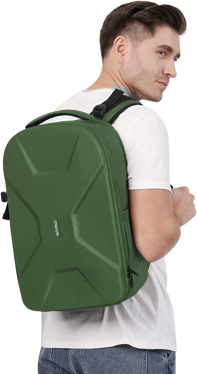 MOSISO Camera Backpack, DSLR/SLR/Mirrorless Photography Camera Bag 15-16 inch Waterproof Hardshell Case with Tripod Holder&Laptop Compartment Compatible with Canon/Nikon/Sony, Army Green