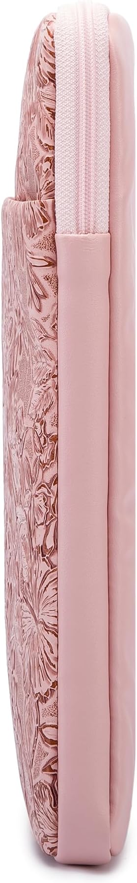 Kinmac 360° Protective Vertical Laptop Sleeve Case Cover Bag (Pink Flower PU, 15 inch-15.6 inch)