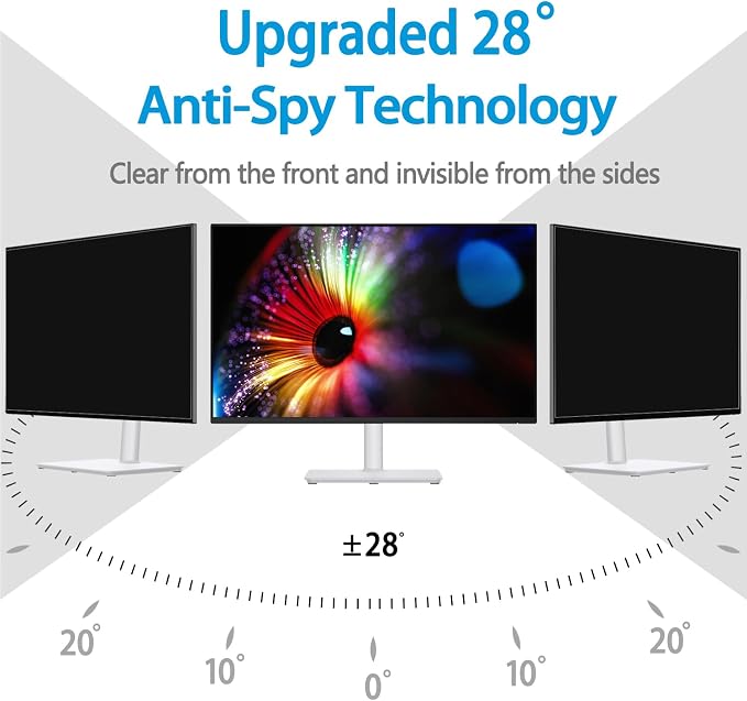 [1 Pack] 28 Inch Computer Privacy Screen for 16:9 Aspect Ratio Widescreen Monitor, Eye Protection Anti Glare Blue Light Filter Shield, Removable Anti-Scratch Anti Spy Protector