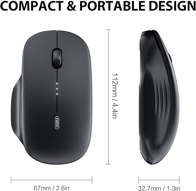 INPHIC M1 II Wireless Mouse Bluetooth, 80g Tri-Mode (Bluetooth 5.0/4.0+USB) Computer Mouse, Visible Battery Leval, Type-C Charging, for Windows/PC/Mac/Tablet/Laptop - Black