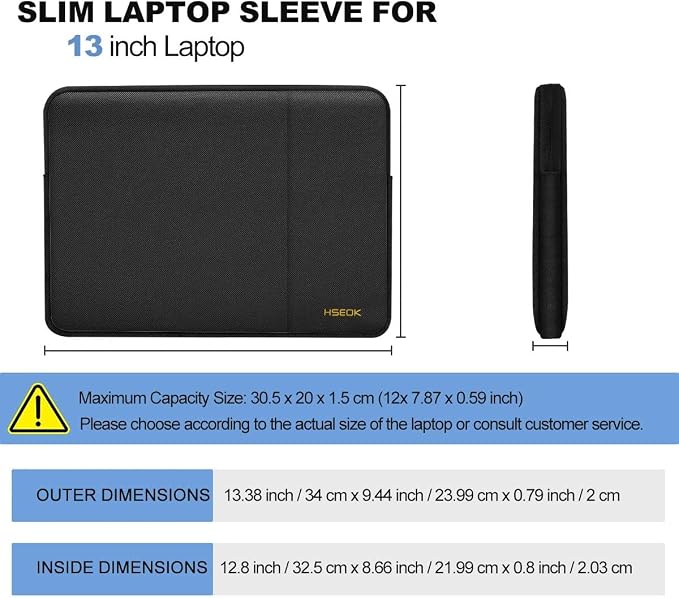 Hseok Laptop Case 13 Inch Sleeve Compatible with MacBook Neo 13, MacBook Air Pro 13 M5/M4/M3/M2/M1, iPad Pro Air 12.9" 13", XPS 13, Protective Computer Bag with Side Pocket & Dual Zippers,B01K01