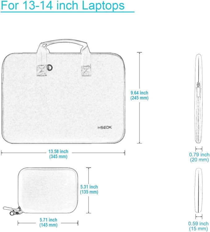Hseok Laptop Sleeve 14 inch Case with Small Case, Compatible with MacBook Neo 14, MacBook Pro 14 M5/M4/M3/M2/M1, XPS 14 and Most 14 inch Notebooks, Neoprene Computer Handbag,P01K01