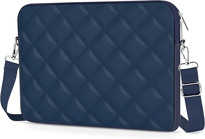 Puffy Quilted Laptop Sleeve with a Removable Shoulder Strap Compatible with MacBook Air/Pro, 13-13.3 inch Notebook, Compatible with MacBook Pro 14 inch M3 M2 M1 Chip 2023-2021