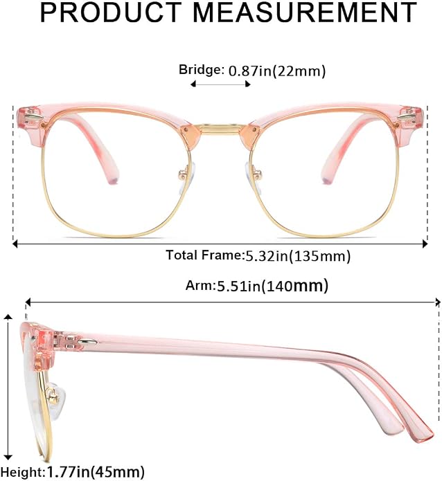 Fashion Vintage Classic Semi-Rimless Half Frame Clear Lens Glasses